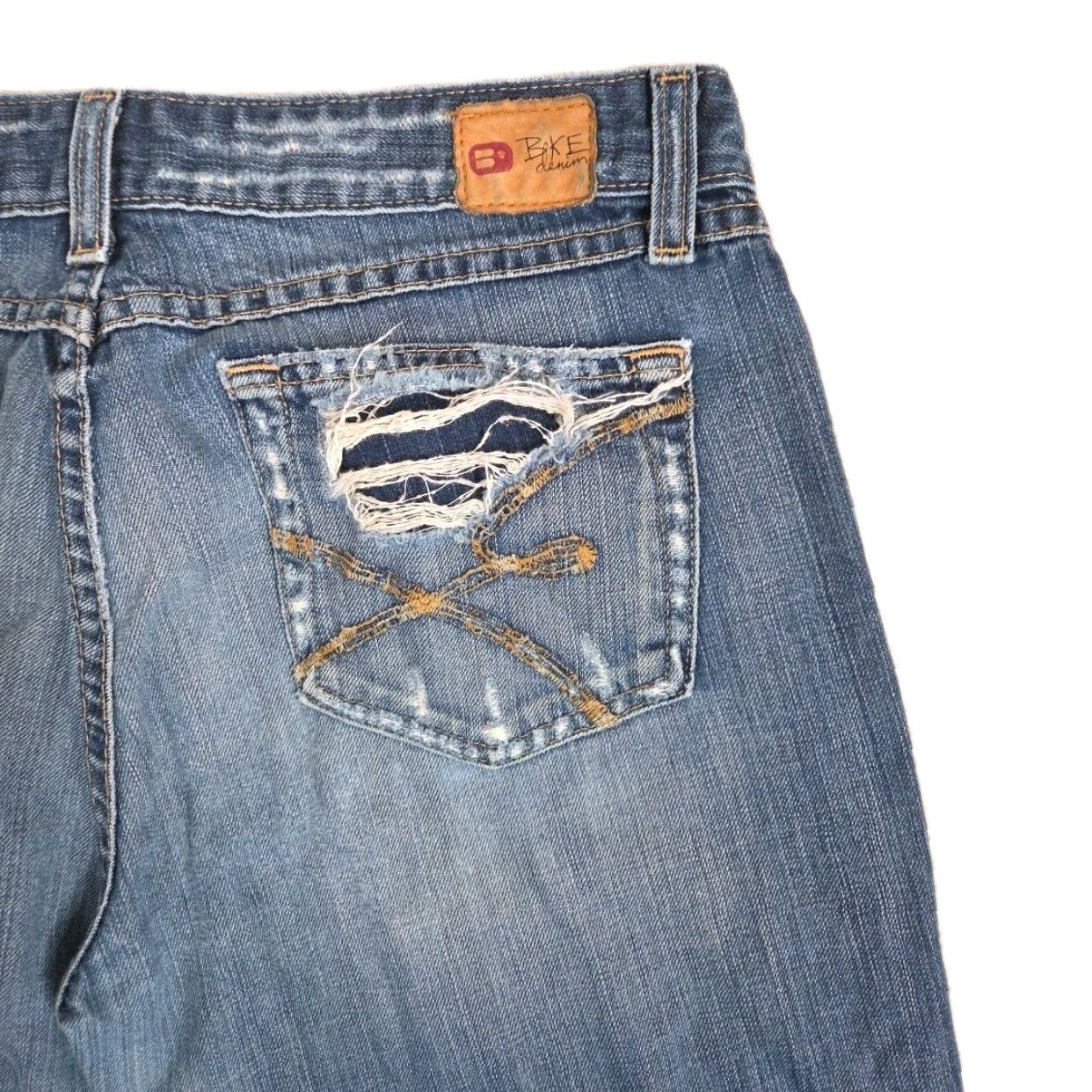 BKE BKE Denim Jeans Womens Boot Cut 31 29.5 Star 18 Distressed Belt Zipper Pocket 5-Pocket Blue Cotton Denim Regular Size Type Regular Womens Size 24" / US 00 / IT 34 - 3 Thumbnail