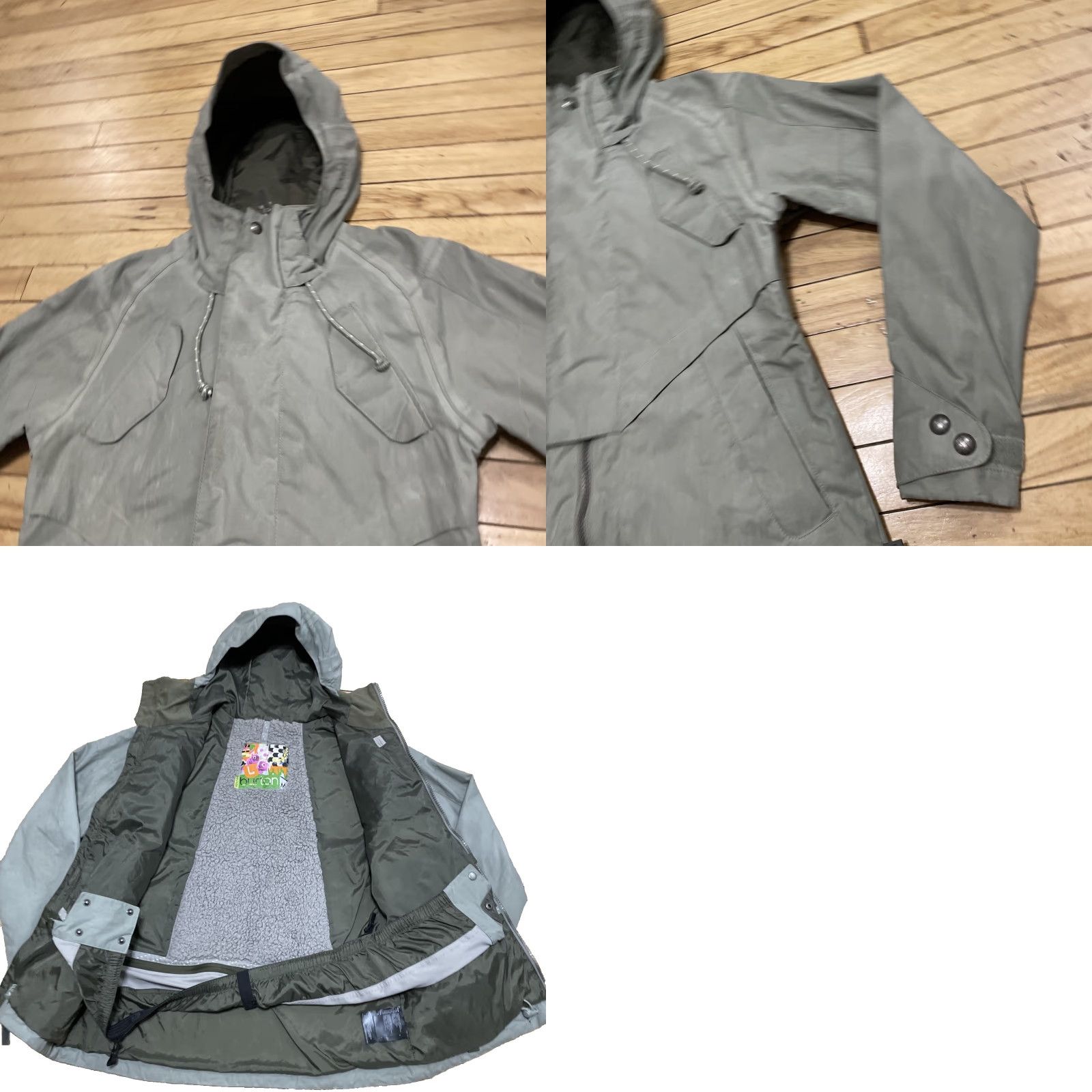 Burton VINTAGE Burton DryRide Snowboard Jacket Women M Vents Zip Gaiter Ski Snow Green Grunge Size M / US 6-8 / IT 42-44 - 11 Thumbnail