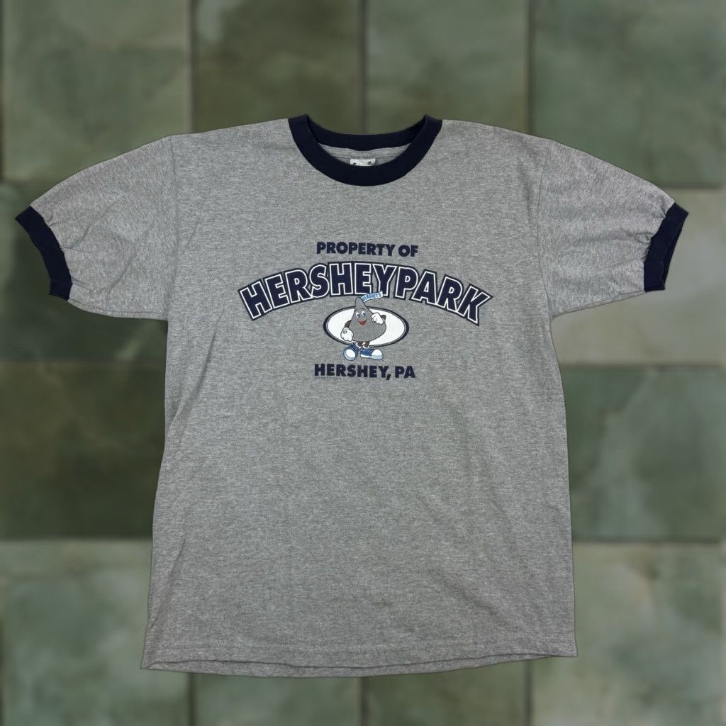 Anvil VINTAGE Hershey Park Ringer T Shirt Adult M Gray Candy Hersheys Kiss Y2K 90s Mens Size US M / EU 48-50 / 2 - 1 Thumbnail