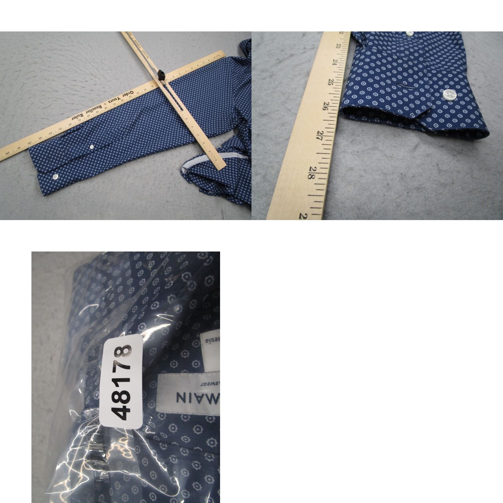 Mizzen+Main Mizzen+Main Shirt Mens Large Blue Button-Up Performance Stretch Geometric Abstract City Classic Preppy Slim Long Sleeve Size US L / EU 52-54 / 3 - 8 Thumbnail
