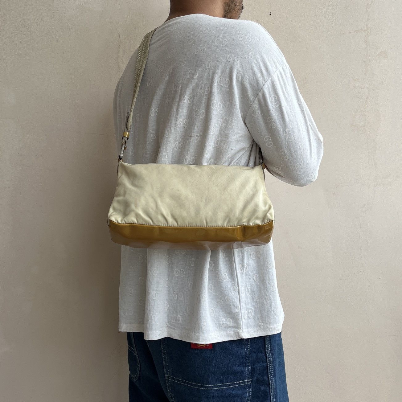 Prada Vintage Prada Tusseto Nastro Beige Shoulder Bag Size ONE SIZE - 2 Thumbnail