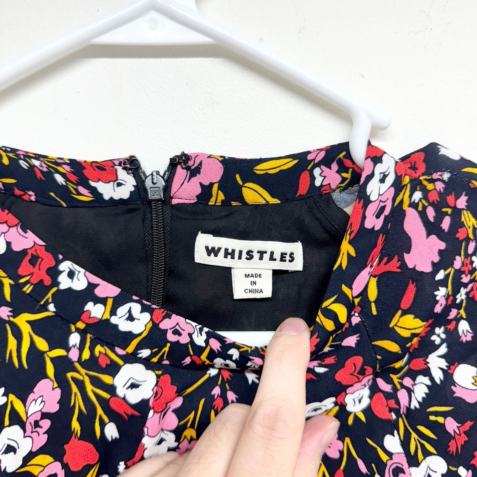 Whistles Whistles NavyMulti Floral Printed 3/4 Sleeve Mini Dress Sz 2 Size XS / US 0-2 / IT 36-38 - 2 Thumbnail
