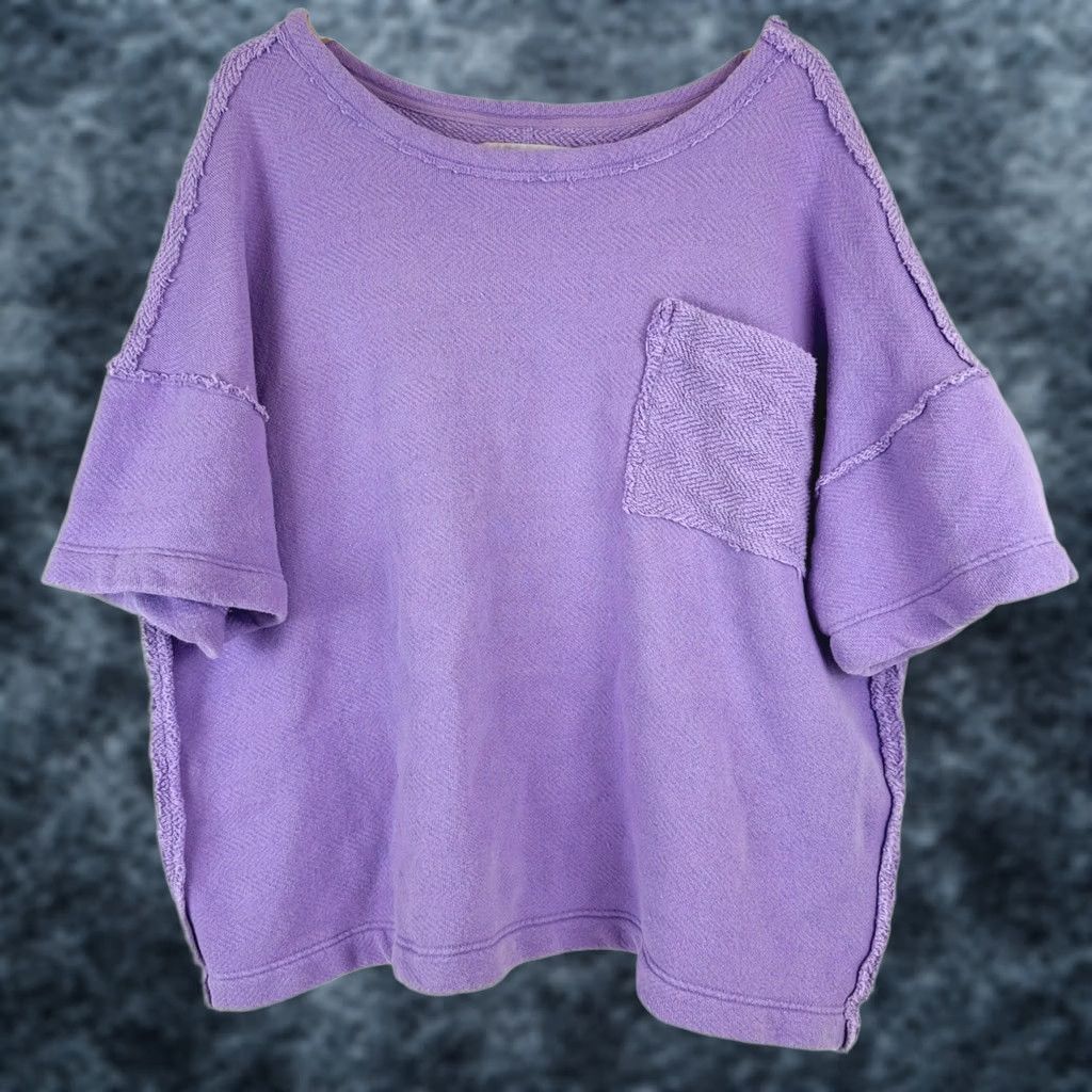 Free People Free People FP Beach Lavender Terry Oversized Pullover Sweatshirt Cover XS Size XS / US 0-2 / IT 36-38 - 1 Thumbnail