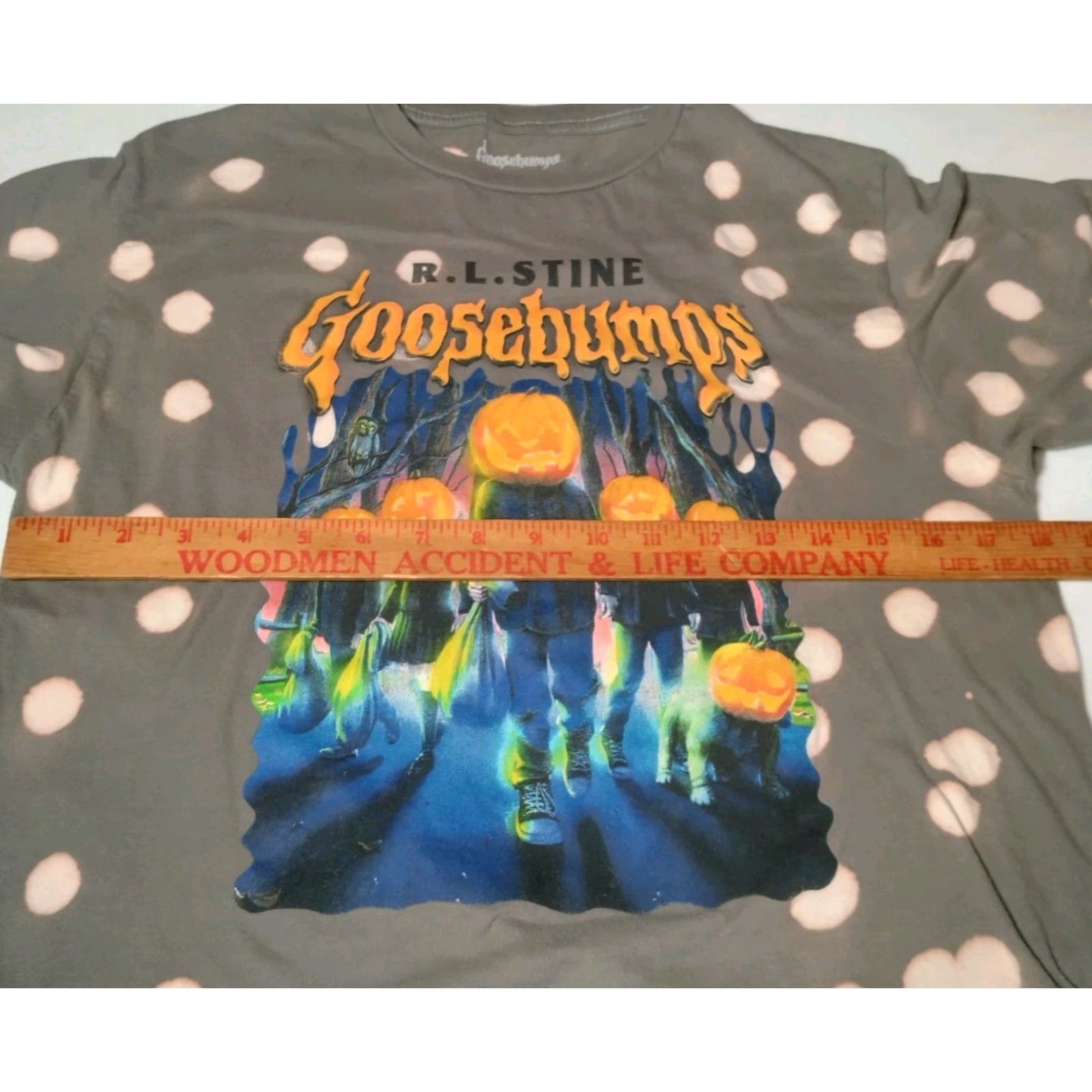 Vintage VINTAGE Goosebumps T-Shirt Women Medium Cropped Pumpkin Head Graphic Bleach Dyed Gray Halloween Horror Reading Novel Casual Summer Size M / US 6-8 / IT 42-44 - 3 Thumbnail