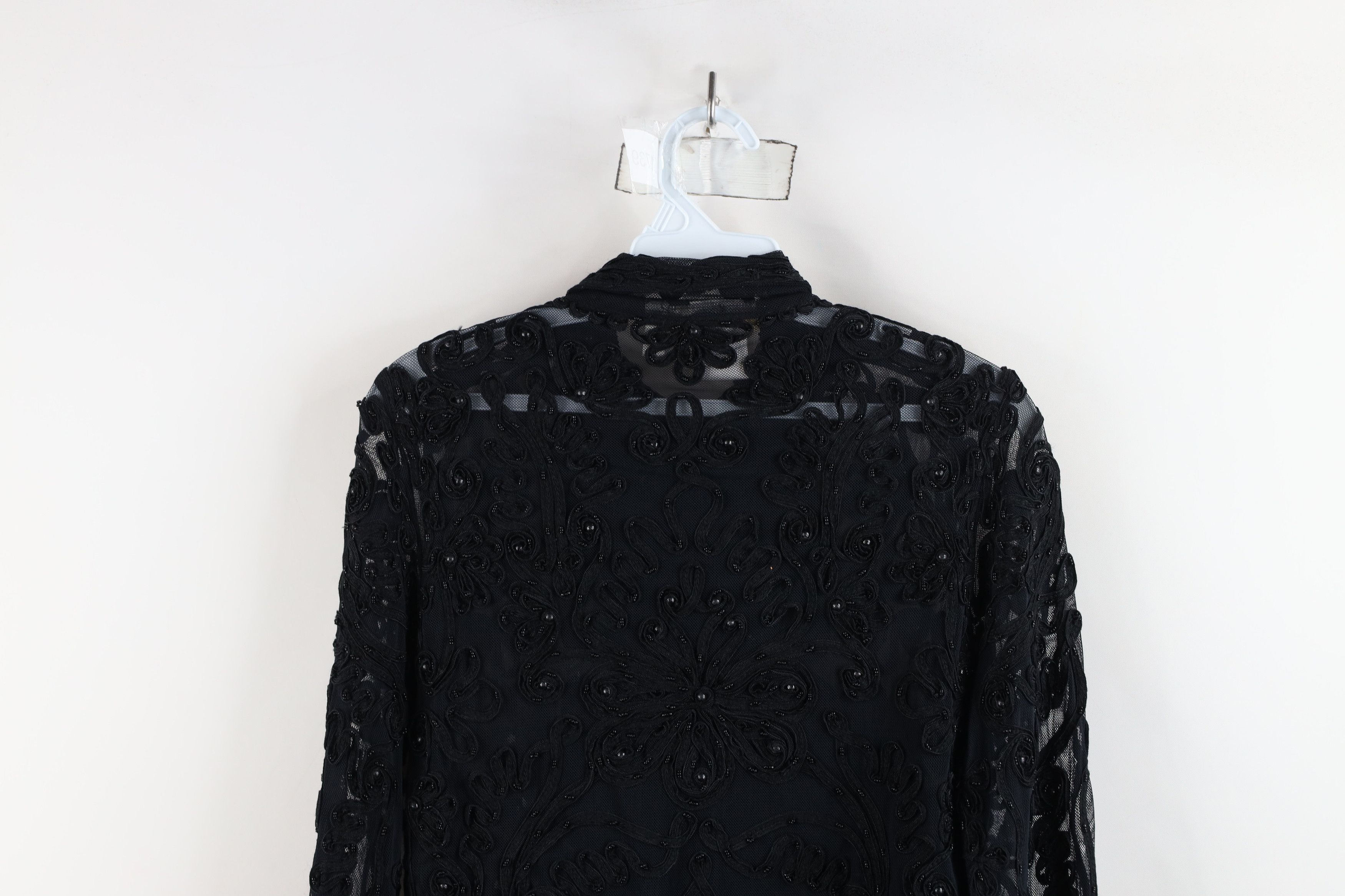 Vintage Vintage 90s Cache Sheer Lace Button Cardigan Sweater Black Size L / US 10 / IT 46 - 13 Thumbnail