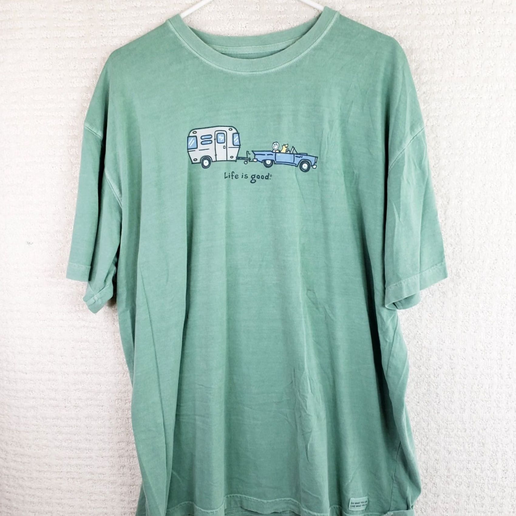 Life is Good Life is Good Crusher Tee Shirt "Happy Camper" Short Sl. Crew Neck Mens XL Green Size US XL / EU 56 / 4 - 2 Thumbnail