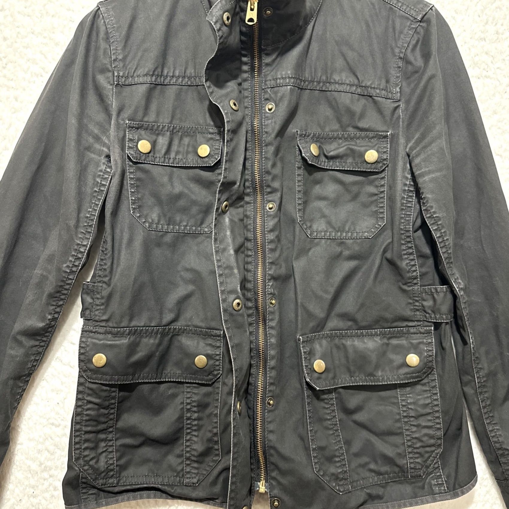 J.Crew J.CREW Jacket Charcoal Black Waxed Relaxed Boyfriend Field Elbow Patches Size S Women Military Jacket Size S / US 4 / IT 40 - 5 Thumbnail