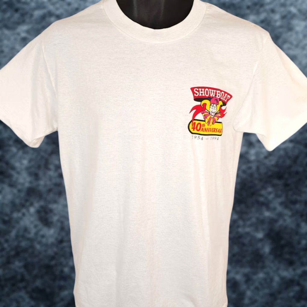 Hanes VINTAGE Hanes Showboat Casino T Shirt Mens Size M White 90s CLOSED Made In USA Mens Size US M / EU 48-50 / 2 - 1 Thumbnail