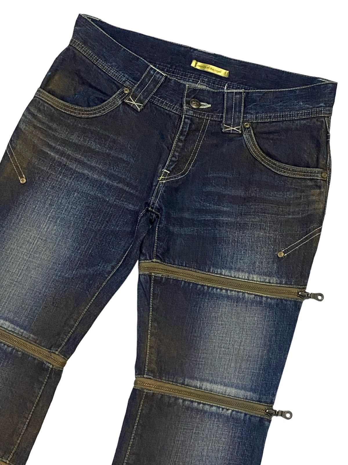 Beauty Beast Rare‼️Empire of the Baal Flare Multi-Zip Denim Jeans Size 30" / US 8 / IT 44 - 16 Thumbnail