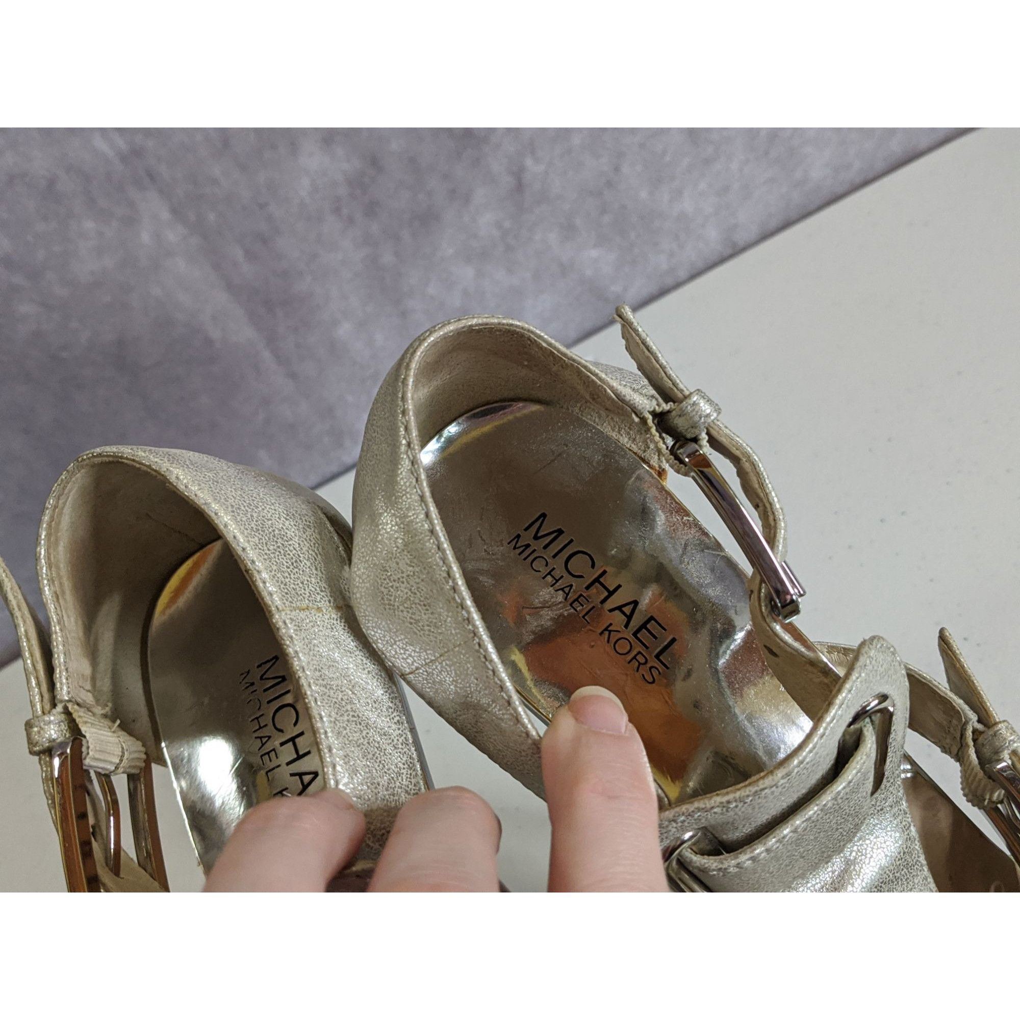 Michael Kors Michael Michael Kors Metallic Silver High Heel Sandals 9.5M Size US 9.5 / IT 39.5 - 6 Thumbnail