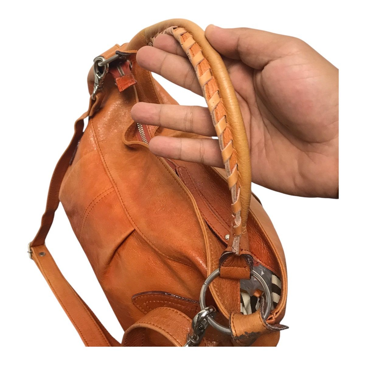 Japanese Brand × Leather Japanese 2 way Leather Orange Handbag/SlingBag Size ONE SIZE - 7 Thumbnail