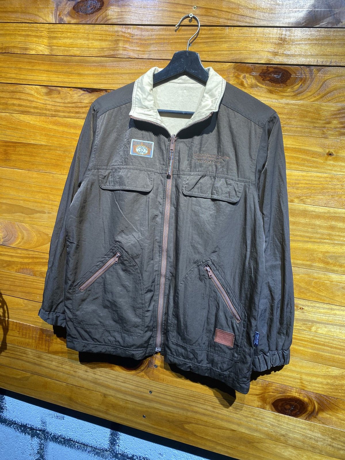 Japanese Brand Vintage Pink Duck Club Brown Windbreaker Jacket Outdoor Size US S / EU 44-46 / 1 - 2 Thumbnail