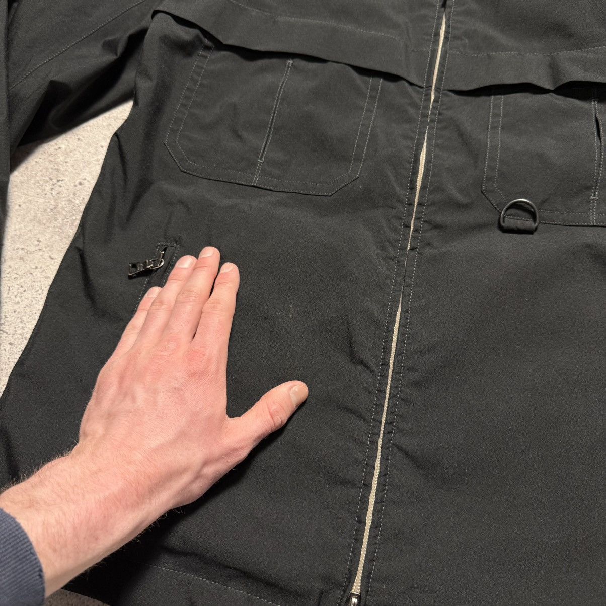 Prada Red Tab Reversible Gore Tex Black/Beige Nylon Jacket