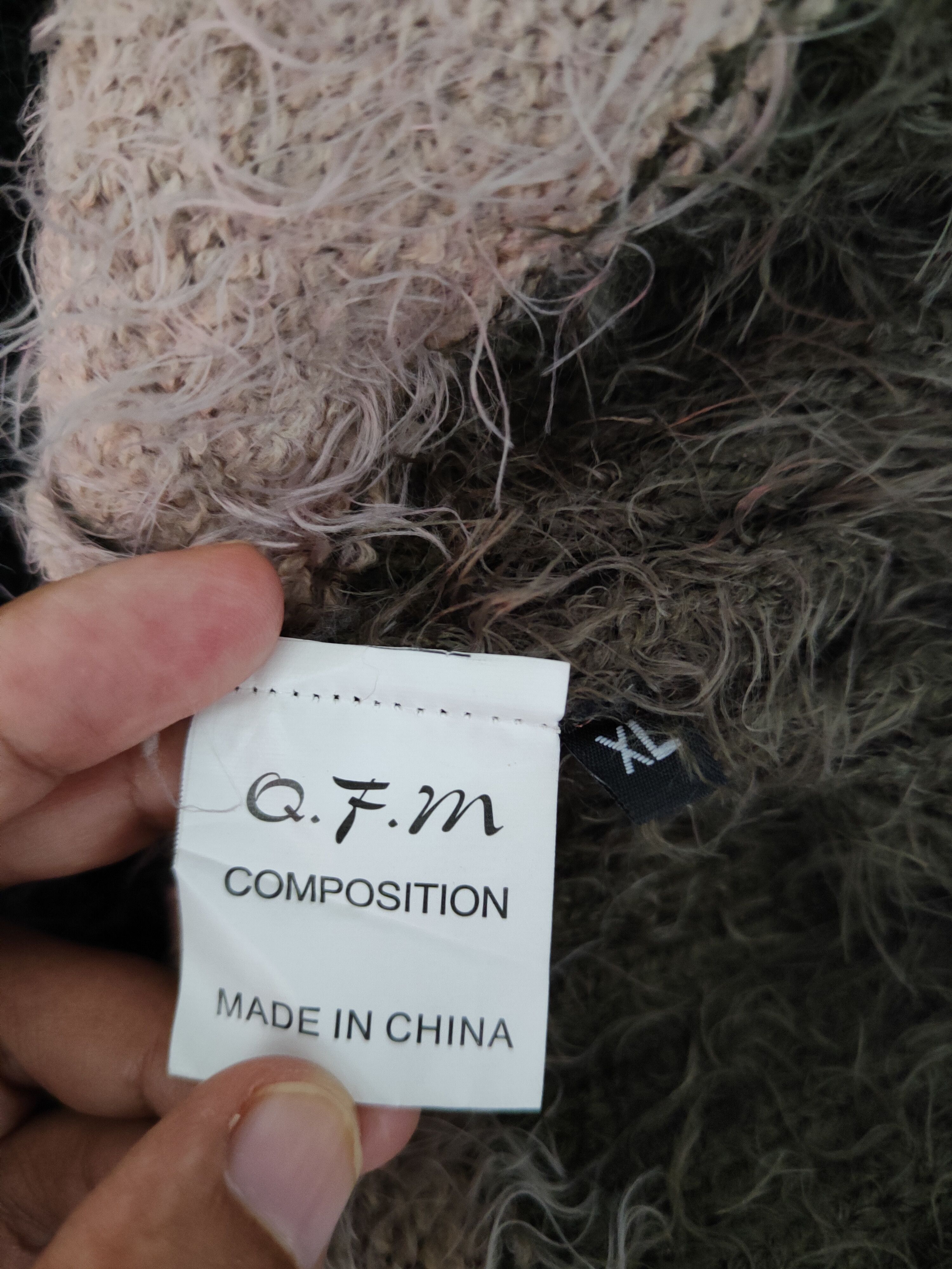 Homespun Knitwear Q.F.M Black Olive Shag Shaggy Fur Mohair Knitwear #S1975 Size XL / US 12-14 / IT 48-50 - 12 Thumbnail