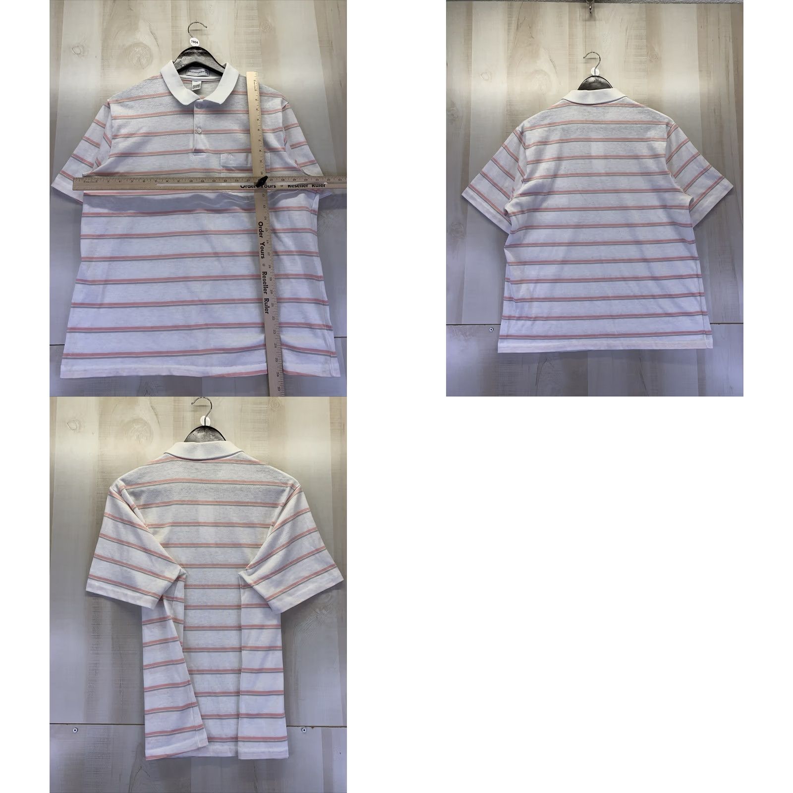 Vintage VINTAGE Munsingwear Polo Shirt Mens Large 1980-90s White Pink Gray Short Sleeve Cotton Blend Shirt Men L Size US L / EU 52-54 / 3 - 8 Thumbnail