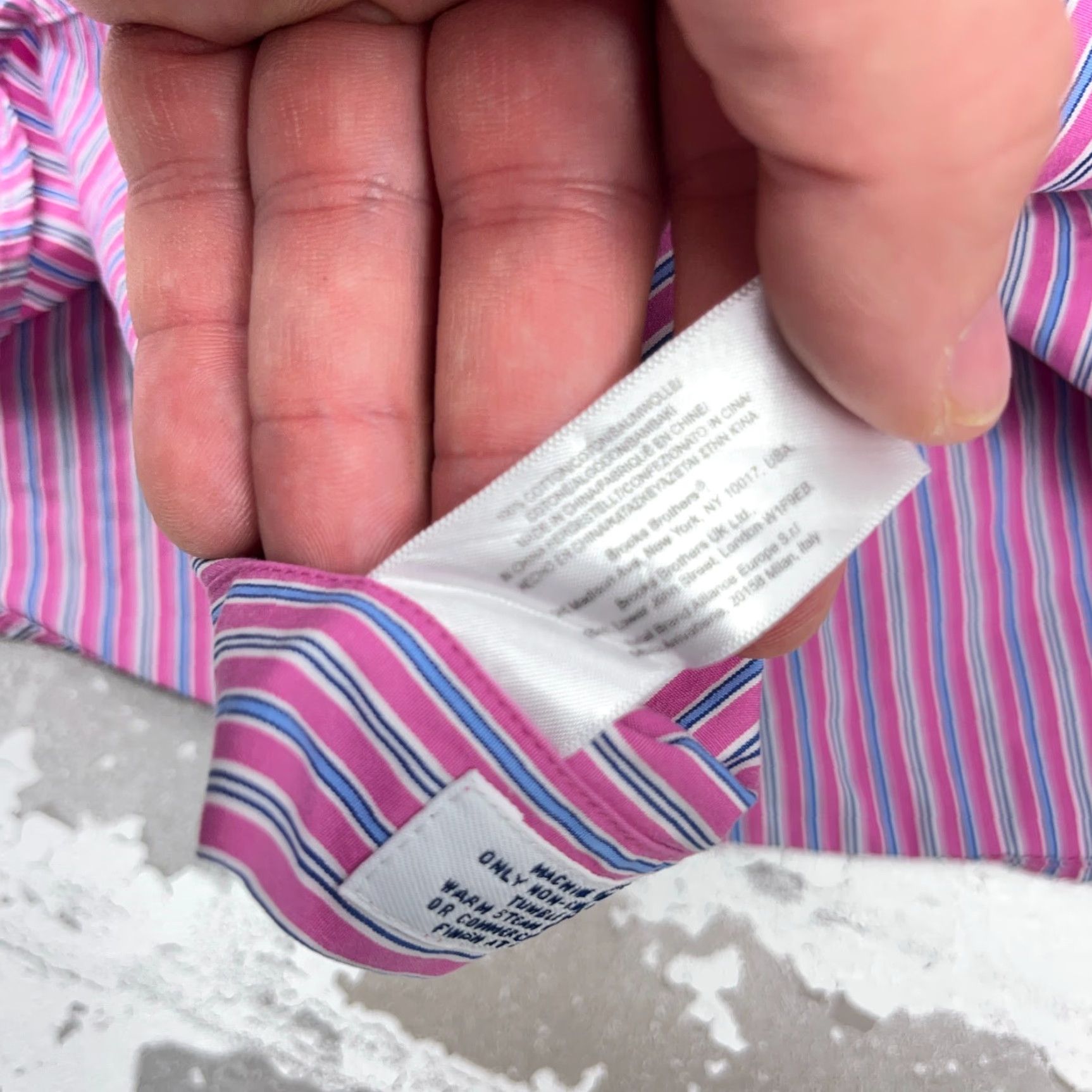 Brooks Brothers Brooks Brothers Shirt Men XL Pink Blue Striped Slim Fit Button-Up Dress Poplin Size 46R - 6 Thumbnail