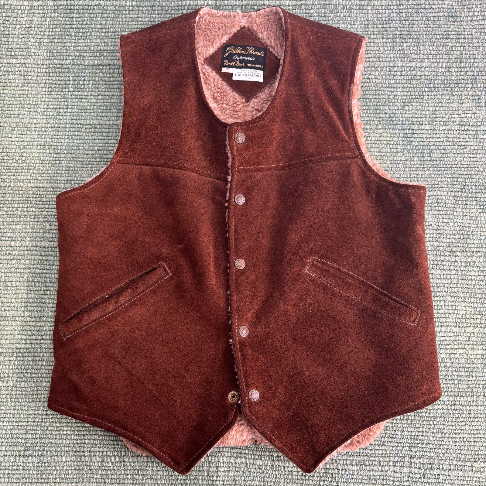 Vintage 1970s vintage suede leather vest golden thread brand size m Size US M / EU 48-50 / 2 - 1 Thumbnail