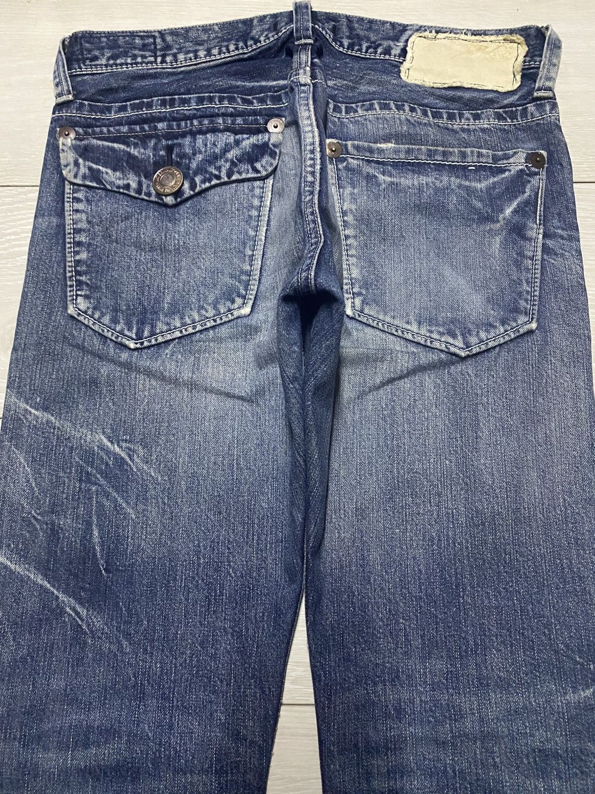 Tornado Mart Vtg Blue Way Made in Nippon Flare Bootcut Distressed Jeans Size US 33 - 4 Thumbnail