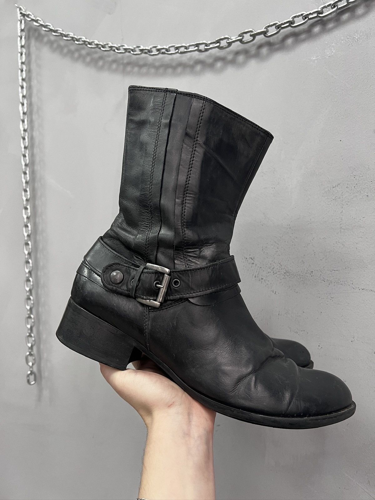 Harley Davidson Hedi slimane style leather moto boots ankle japanese y2k Size US 8 / EU 41 - 2 Thumbnail