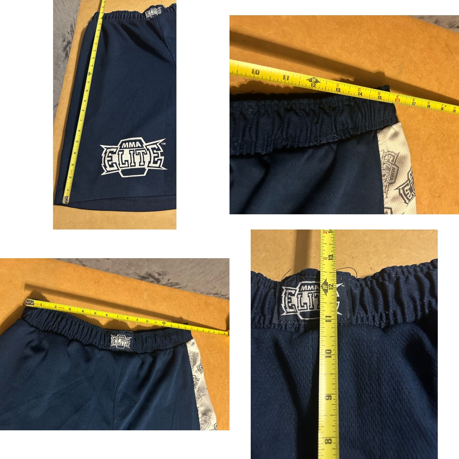 Vintage MMA Elite Shorts Men Large Navy Blue Elastic Waist Graphics Training Fighting Size US 33 - 9 Thumbnail