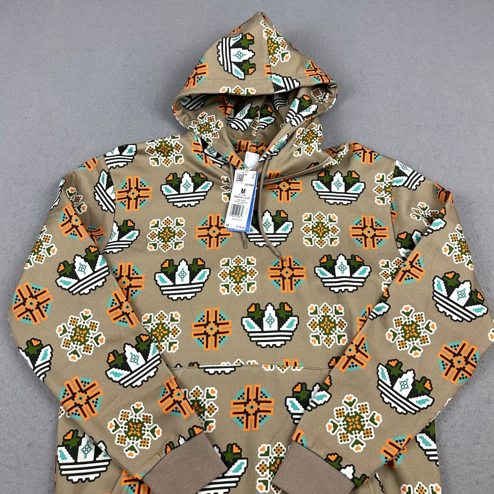 Adidas Adidas Hoodie Men Medium Trace Khaki Geometric Graphic Pixel Print Sweatshirt M Size US M / EU 48-50 / 2 - 2 Thumbnail
