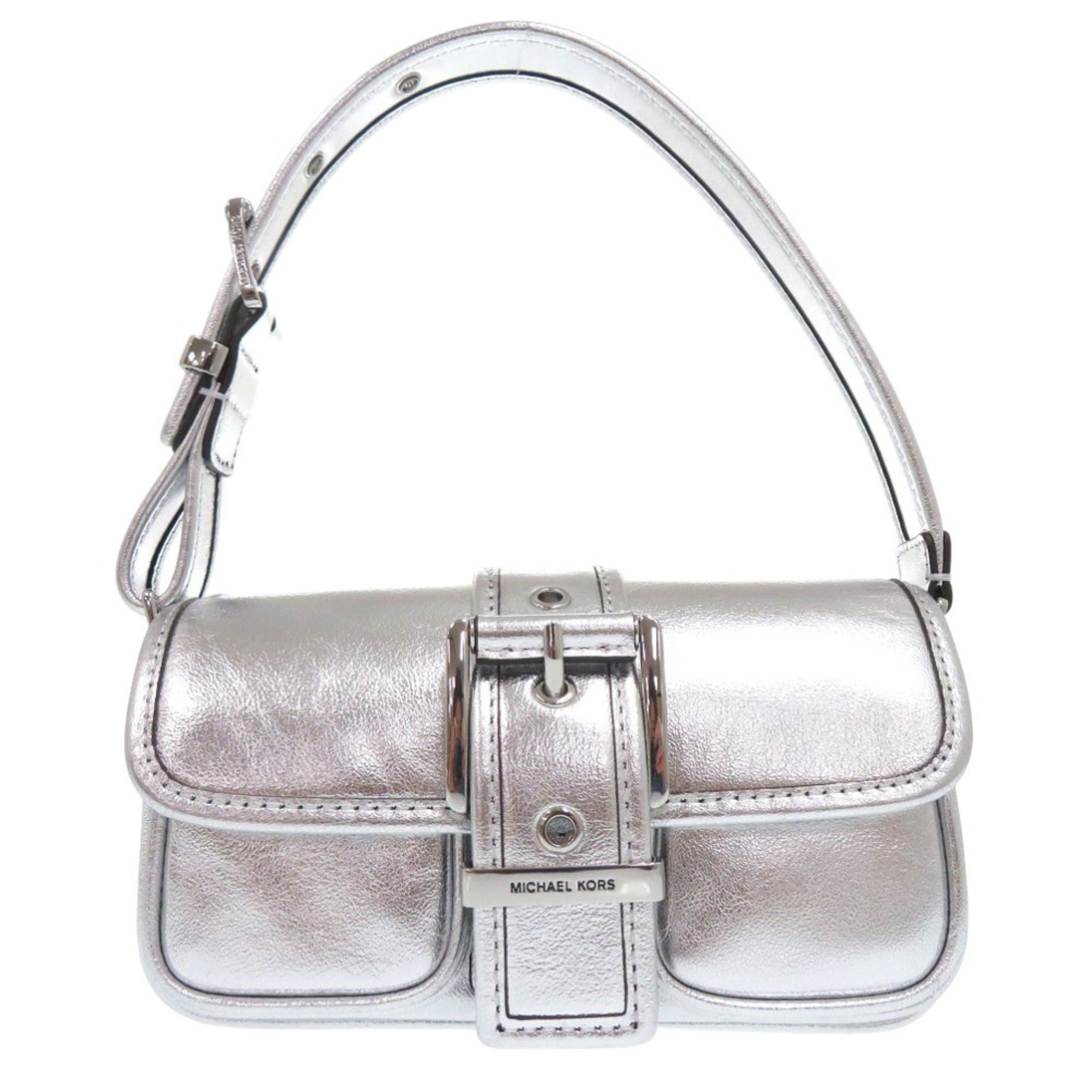 Michael Kors Michael Kors COLBY Metallic Leather Shoulder Bag, Extra Small, Silver, 0765 Size ONE SIZE - 1 Thumbnail