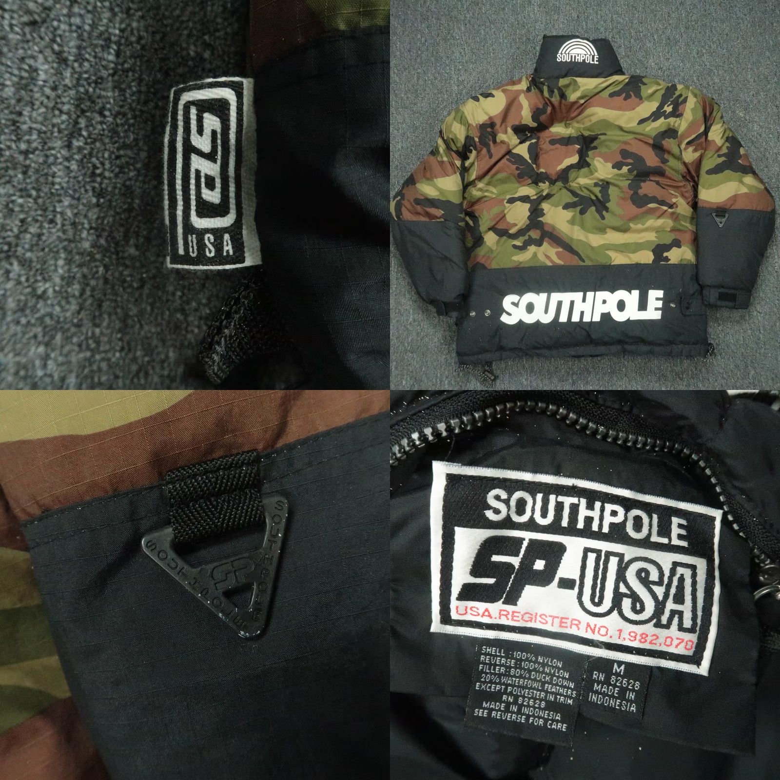 Southpole VINTAGE Southpole Jacket Mens M Green Camouflage Reversible Puffer Full Zip Insulated Lined Nylon Black/Green Mens Size US M / EU 48-50 / 2 - 8 Thumbnail