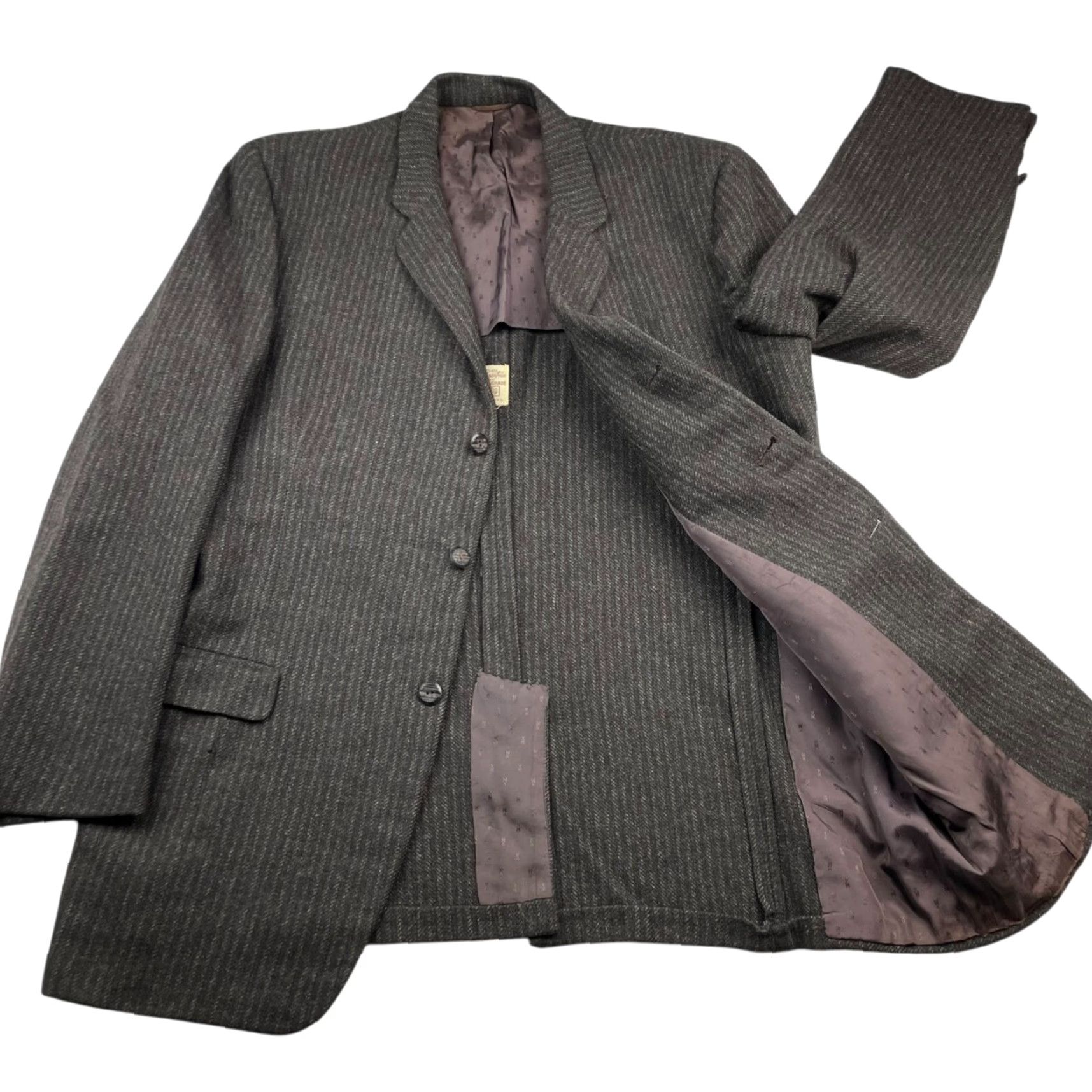 Vintage VTG Middishade Men's Tweed Blazer/Jacket Brown Stripe 3-Button Wool 42S Short Blazer Mens Size 42R - 3 Thumbnail
