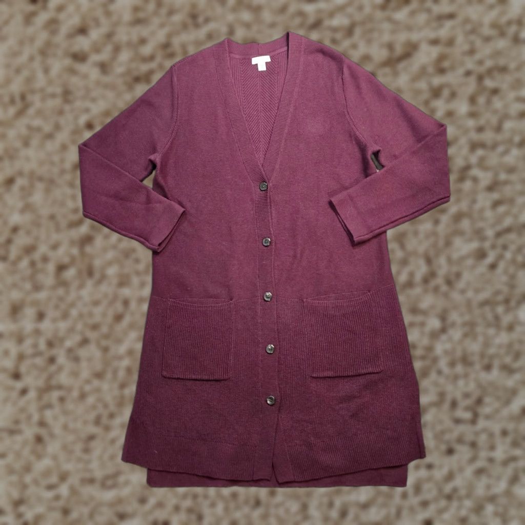 J. Jill J Jill Cardigan Womens Size Medium Red Burgundy Long Duster Sweater Capsule Size M / US 6-8 / IT 42-44 - 1 Thumbnail