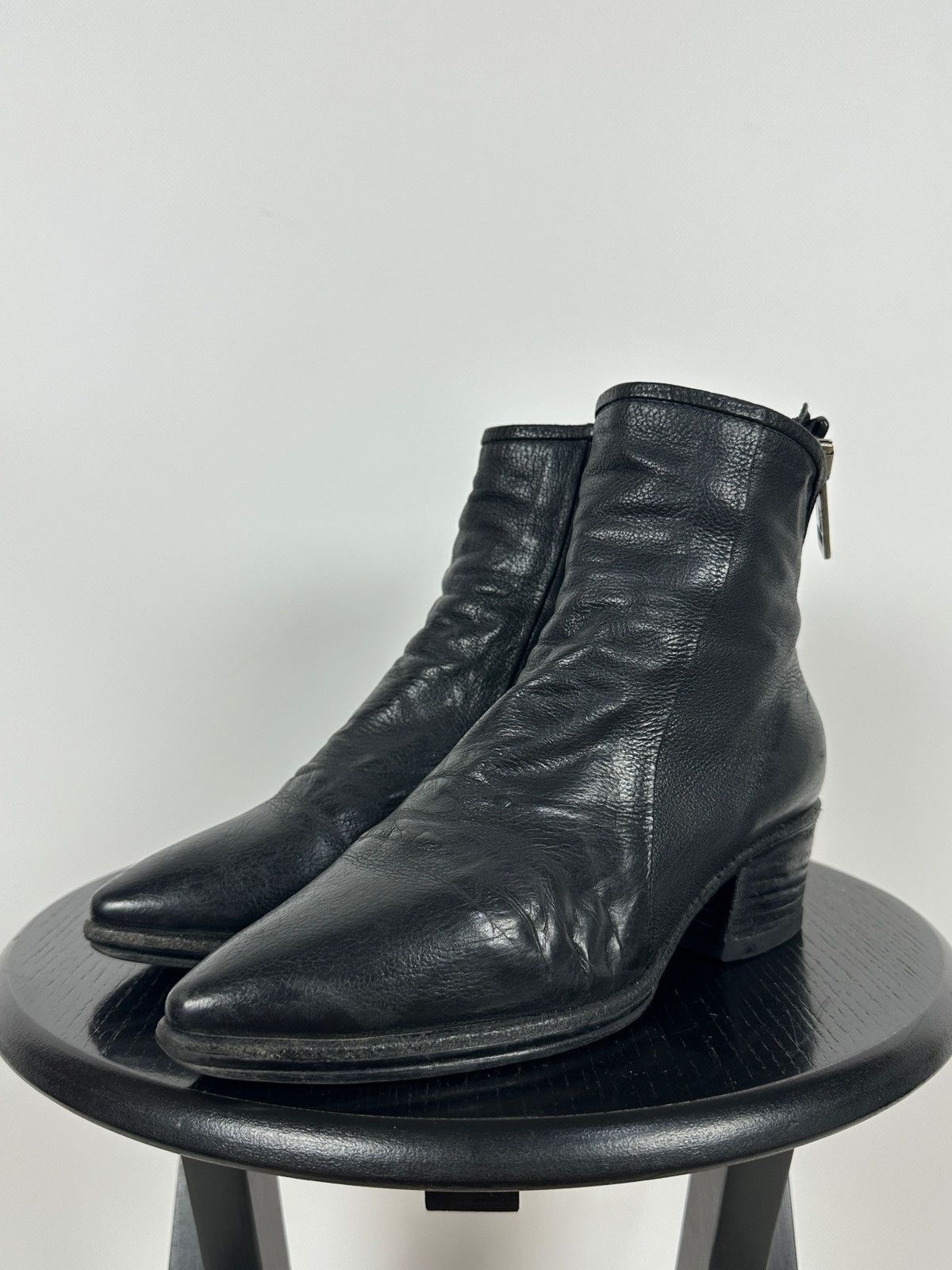 A.S.98 A.S.98 Black Leather Zipper Ankle Boots Size US 7 / IT 37 - 11 Thumbnail