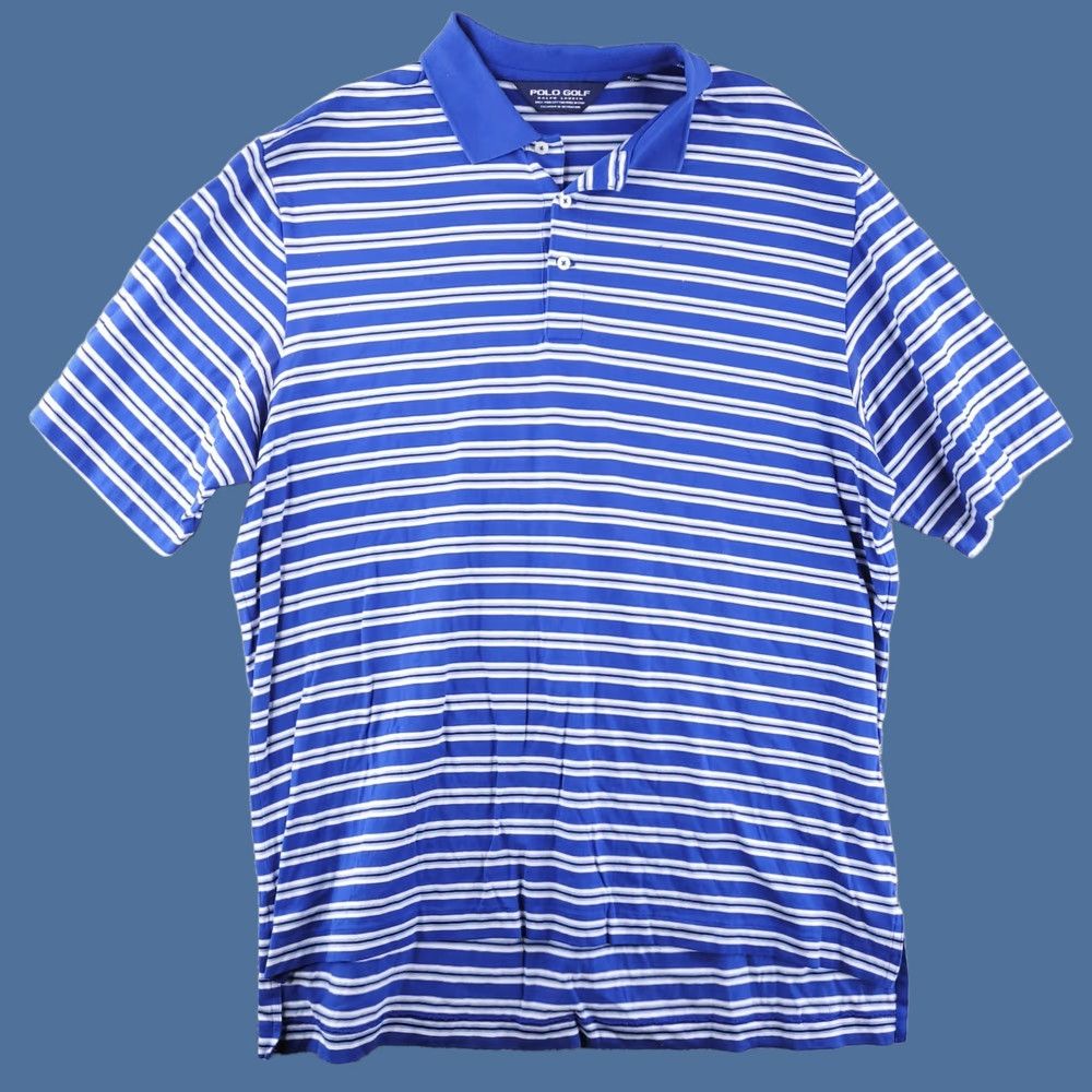 Polo Ralph Lauren Polo Golf Shirt Mens Large Blue Stripe Polo Pima Cotton Relaxed Fit Size US L / EU 52-54 / 3 - 1 Thumbnail