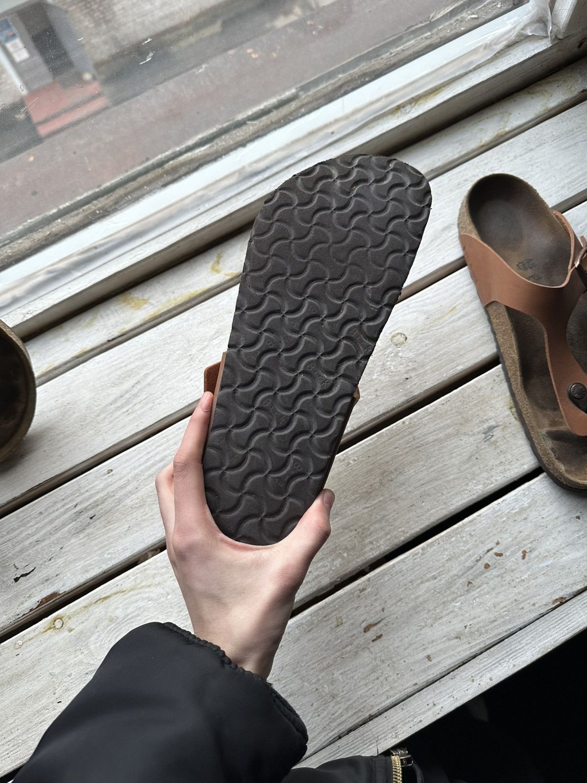 Birkenstock × If Six Was Nine 🚨Vintage Birkenstock 45 brown Luxe Sandals rare slides Size US 12 / EU 45 - 6 Thumbnail