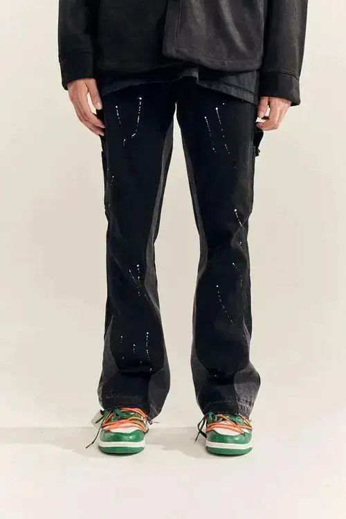 VIBE Splattered Paint Flare Black Denim Jeans Size US 30 / EU 46 - 5 Thumbnail