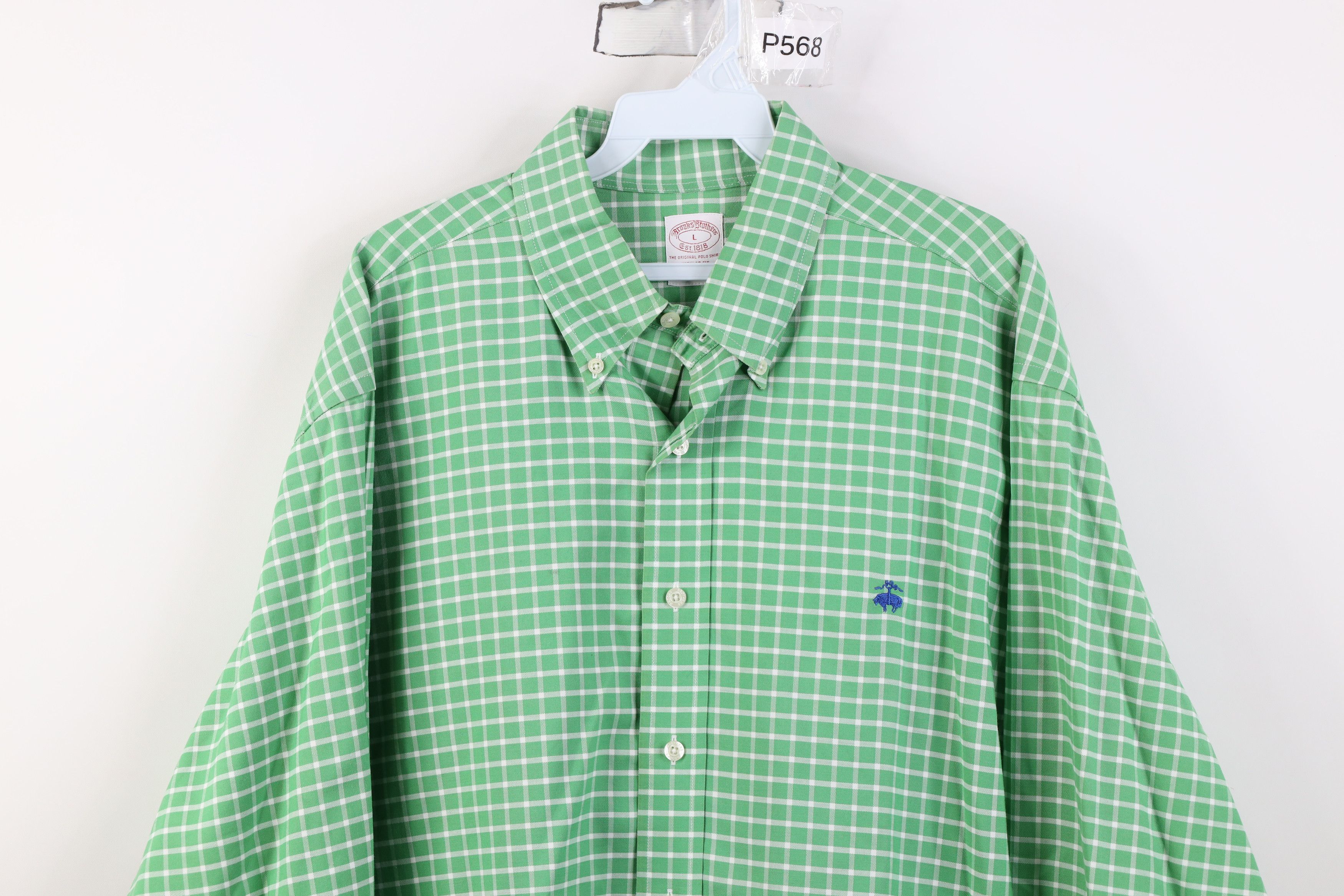 Brooks Brothers Vintage Brooks Brothers Cotton Button Down Shirt Green Plaid Size US L / EU 52-54 / 3 - 2 Thumbnail