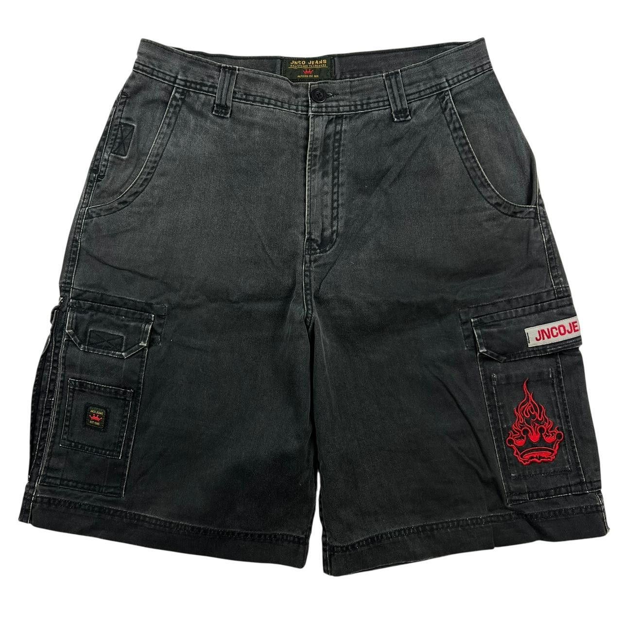 JNCO Vintage Embroidered Flame Crown Jnco Cargo Shorts - Waist 34 Size US 34 / EU 50 - 1 Thumbnail
