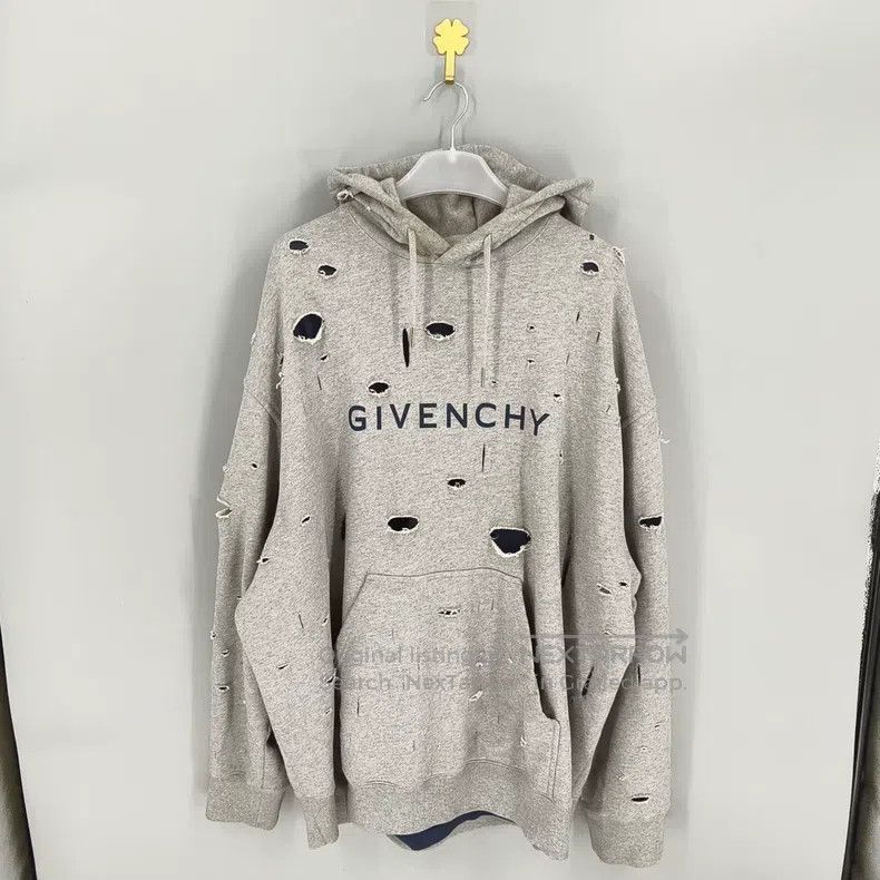 Givenchy Givenchy Grey Big Destruction Two-Piece Hoodie Size US XL / EU 56 / 4 - 1 Thumbnail