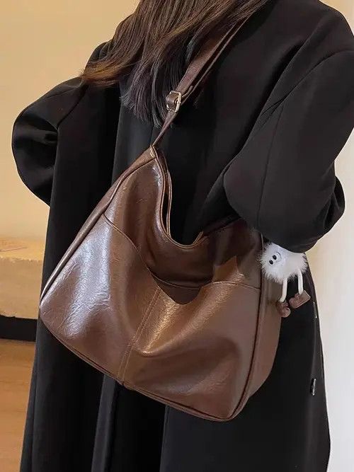 Retro y2 versatile shoulder bag for women brown