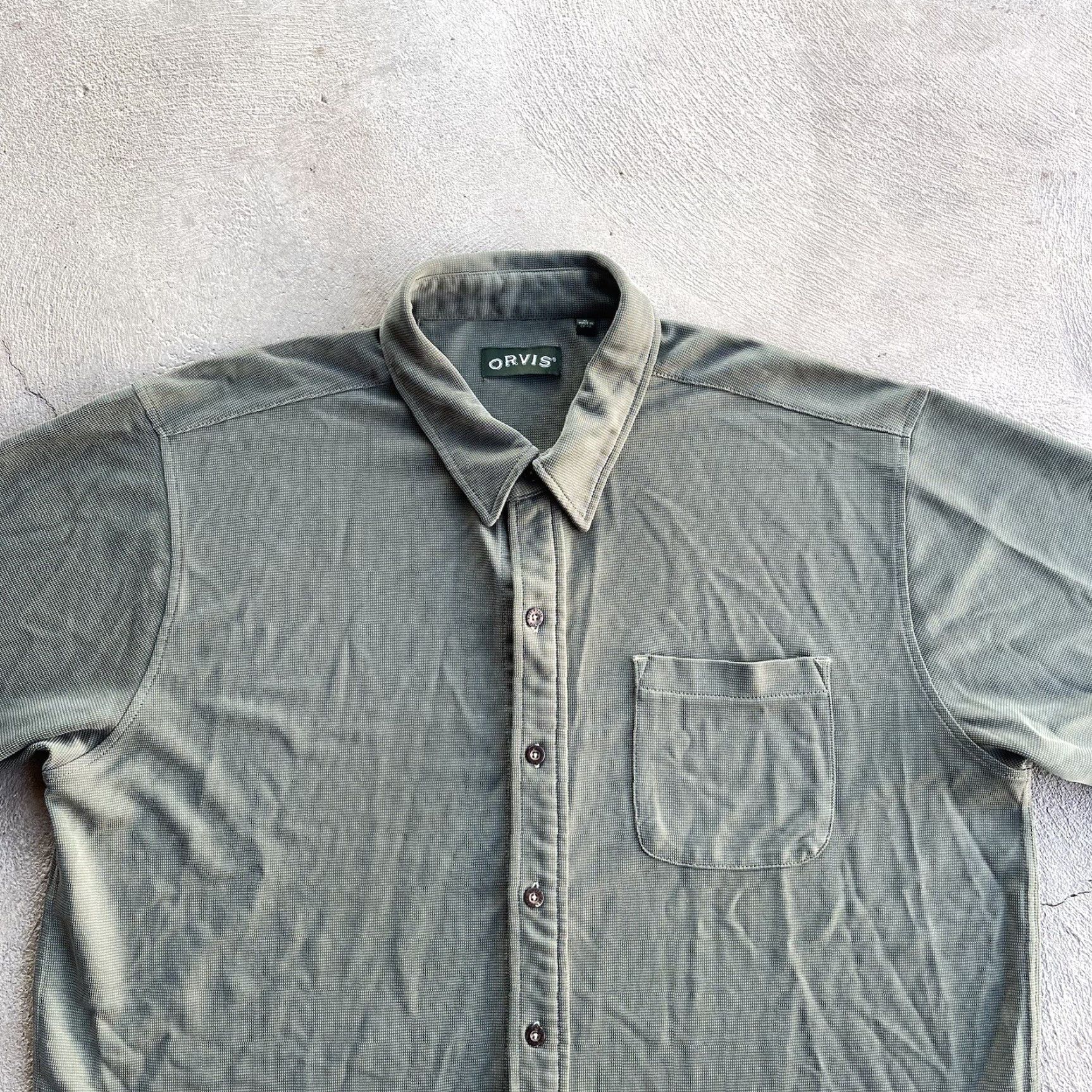 Orvis Orvis Shirt Men XL Button-Up Short Sleeve Green Havana Tencil Blend Stretch Hike Size US XL / EU 56 / 4 - 2 Thumbnail