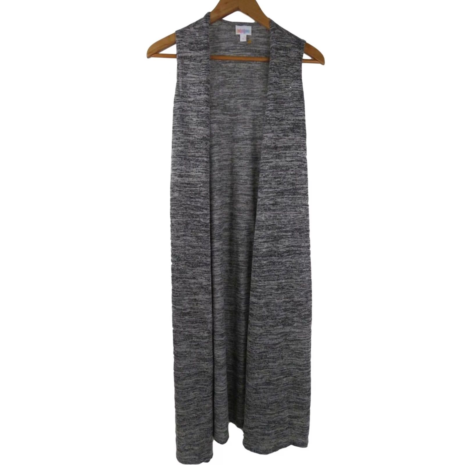 Vintage VINTAGE LuLaRoe Joy Vest Small Duster Cardigan Womens Sleeveless Gray Heathered Black Unicorn Size S / US 4 / IT 40 - 2 Thumbnail