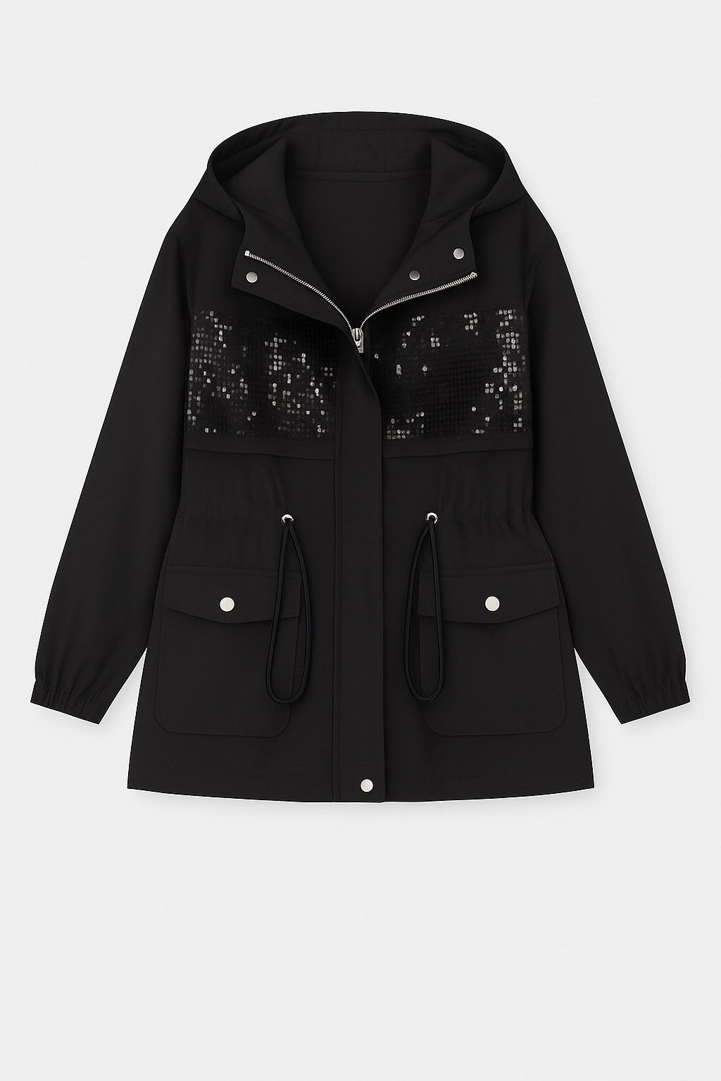 Other Aura Urban Hooded Jacket Black Sequin Detail Lightweight Size ONE SIZE - 2 Thumbnail