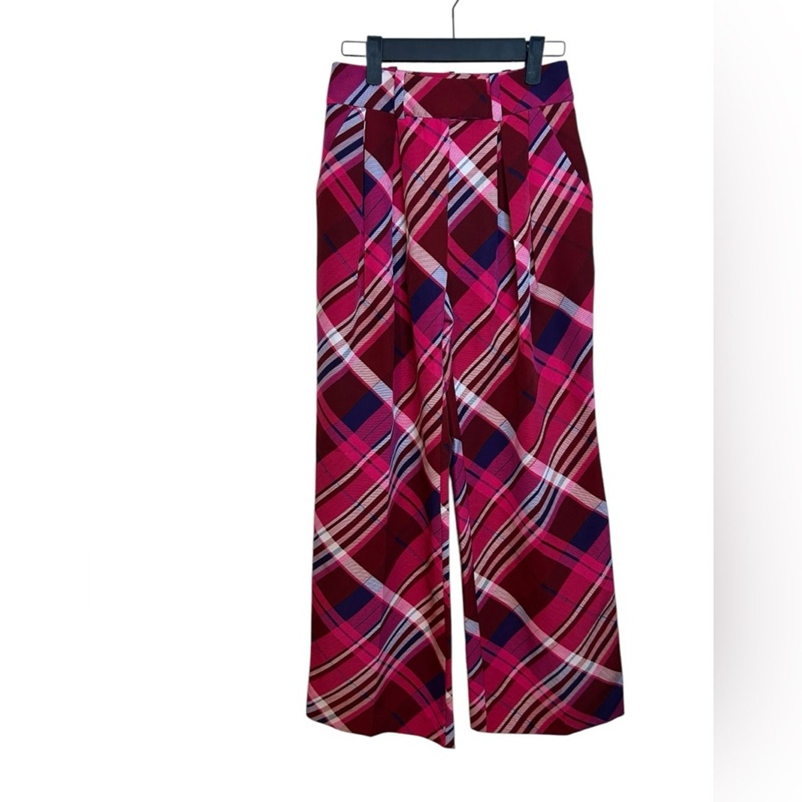 Other Nwt Ny & Co Pink Plaid High Waisted Pleated Wide Leg Pants Size 24" / US 00 / IT 34 - 1 Thumbnail