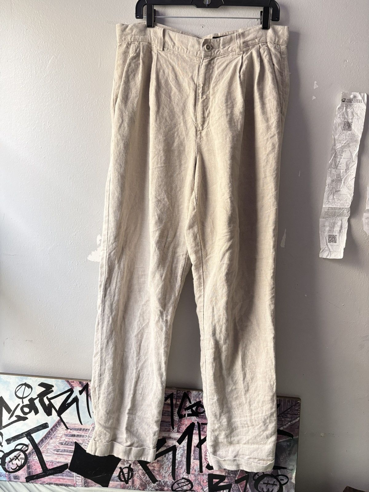 Eddie Bauer 100% Linen Pleated Trousers — 33x34.