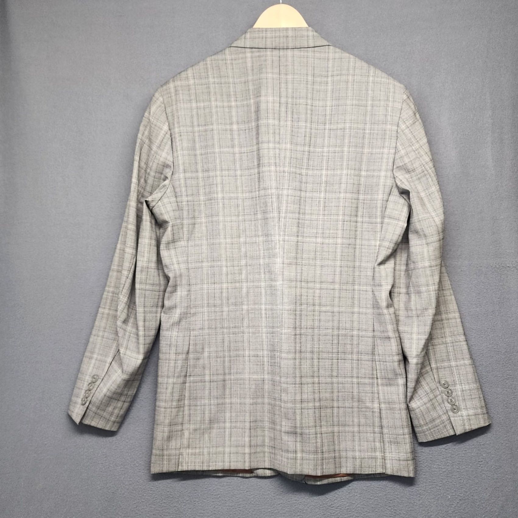 Jos. A. Bank Jos A Banks Jacket Blazer Mens 42L Slim Fit Gray Plaid Wool Sport Coat Size 42R - 2 Thumbnail