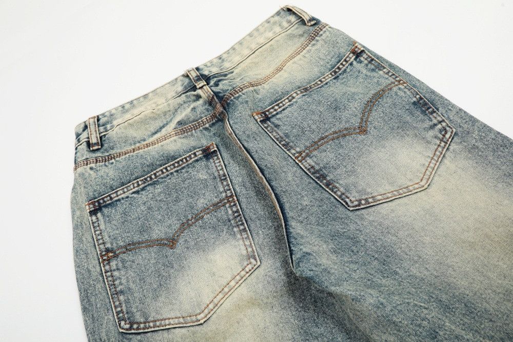 Vintage Men's retro street distressed wide-leg tie-dye washed jeans Size US 32 / EU 48 - 4 Thumbnail