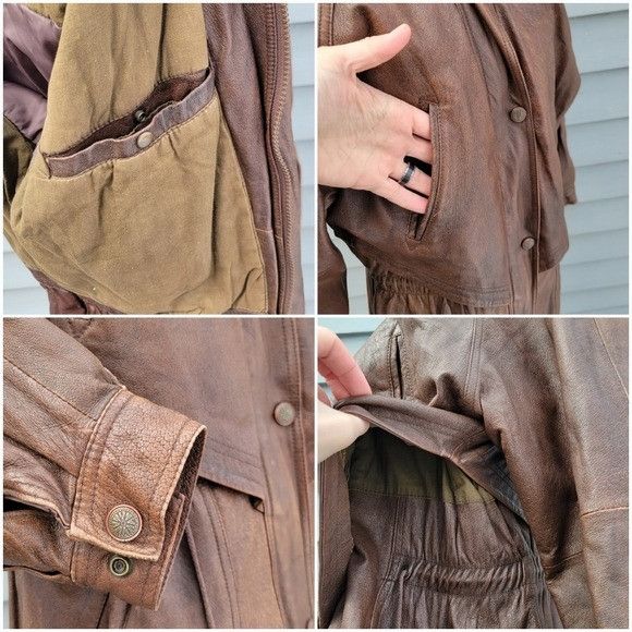 Wilsons Leather Vintage 90s y2k Wilsons Brown Leather Long Trench Coat Boho Size US S / EU 44-46 / 1 - 4 Thumbnail