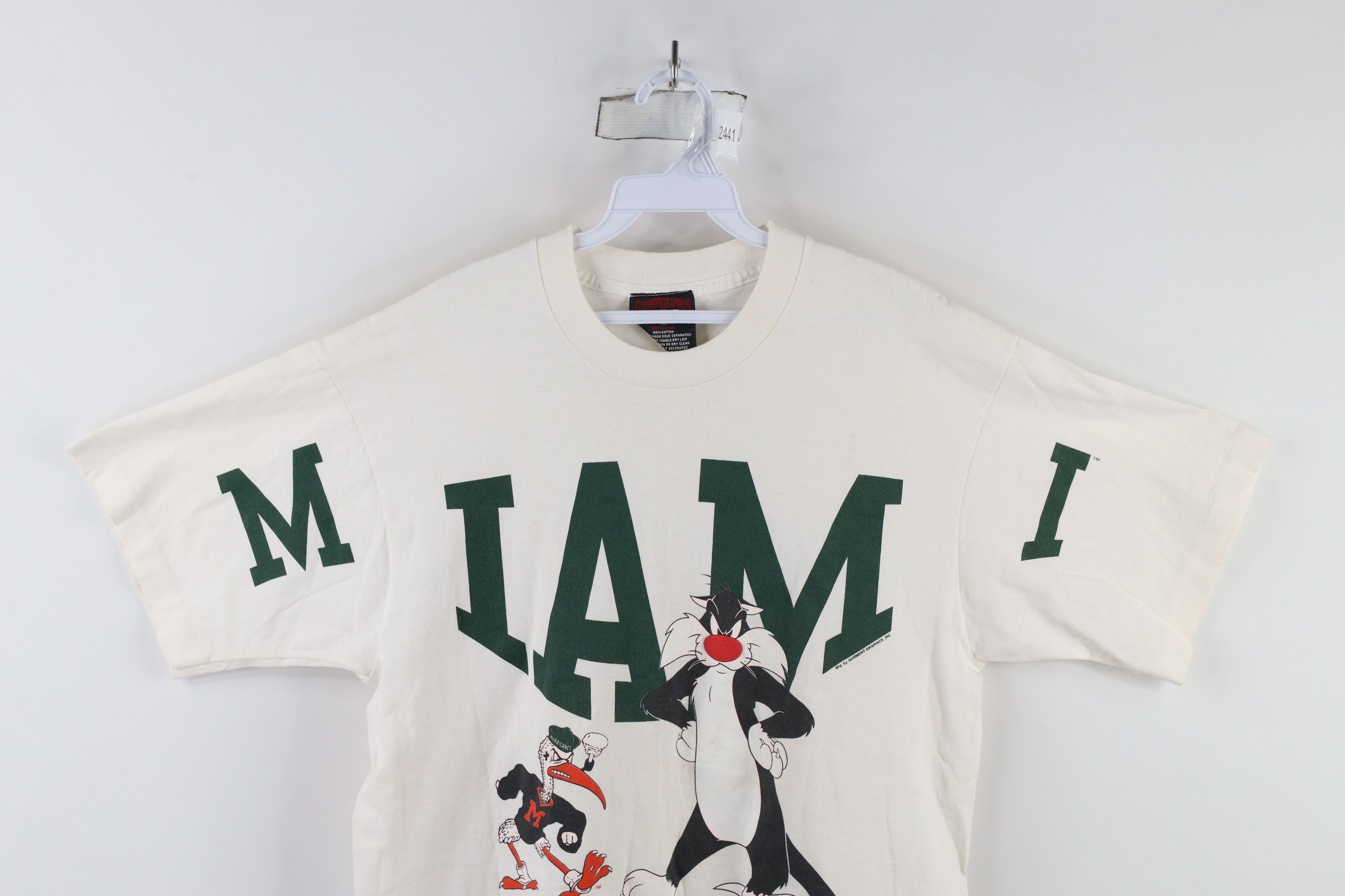 Vintage Vintage 90s Looney Tunes University of Miami T-Shirt USA Size US M / EU 48-50 / 2 - 2 Thumbnail