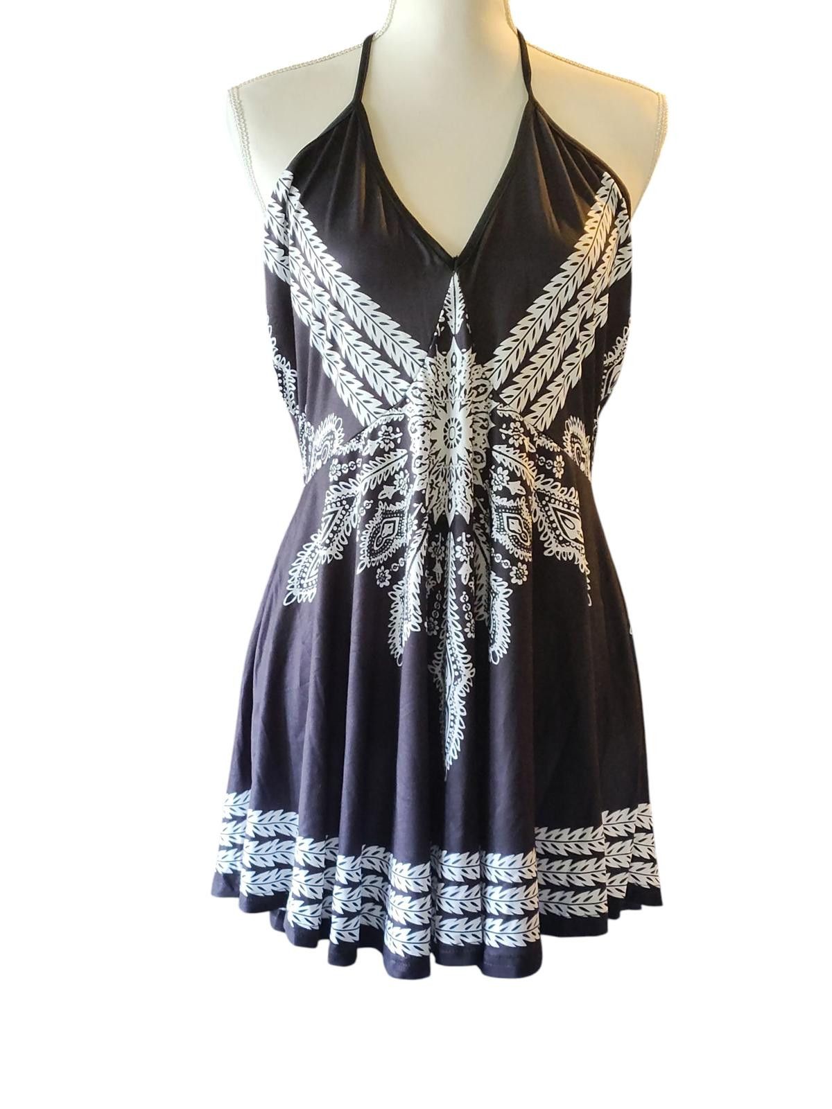 Unknown London Black & White Patterned Women's Mini Dress Size 1XL Size M / US 6-8 / IT 42-44 - 1 Thumbnail