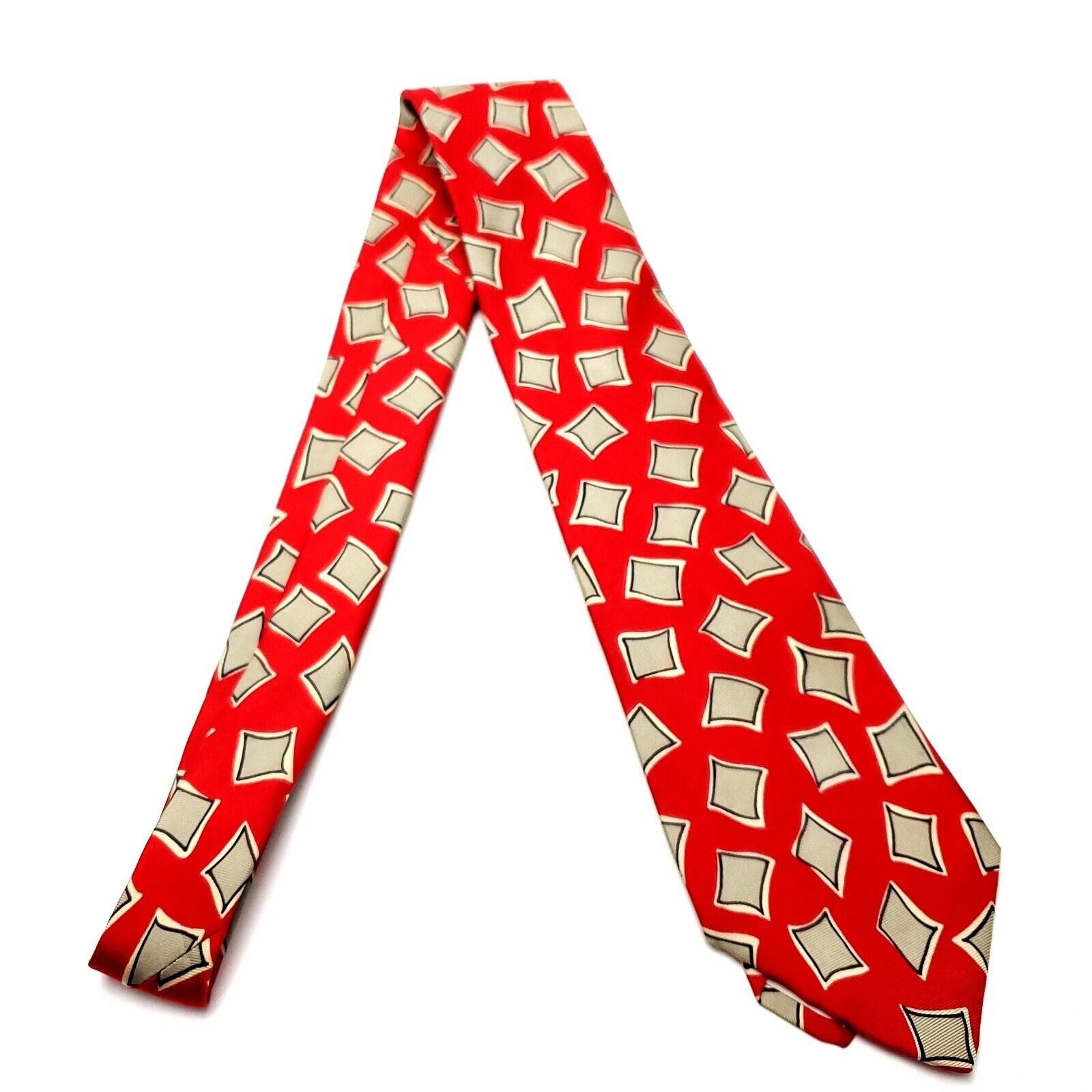 Vintage Mallards Silk Tie Red Print Geometric Size ONE SIZE - 6 Thumbnail