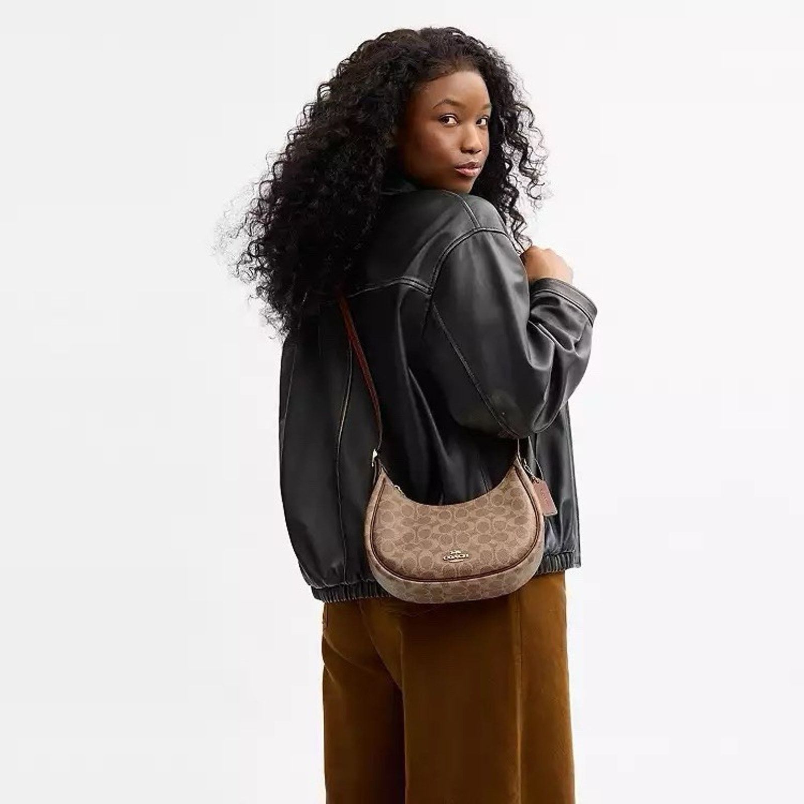 Coach NWT Coach Emily Shoulder Bag signature CDX17 Gold/Tan/Brown Size ONE SIZE - 8 Thumbnail