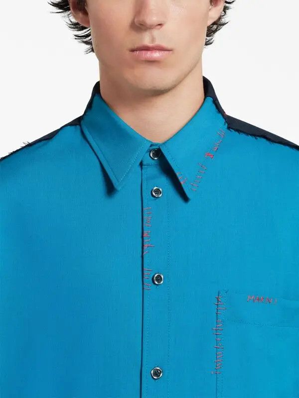Marni o1w1db10125 Wool Shirt in Blue Size US XL / EU 56 / 4 - 5 Thumbnail